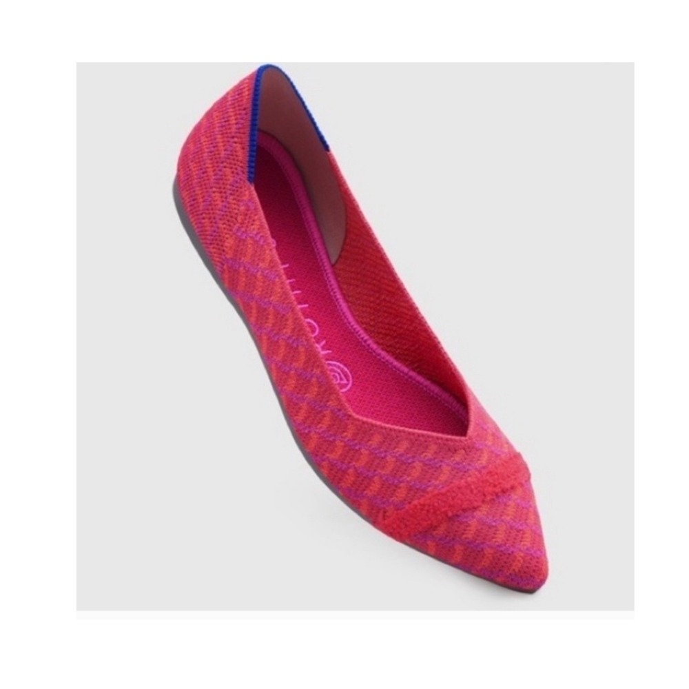 Rothy's The Point Flats Knit Geometric Red Orange Pink Women's Shoe Size 8